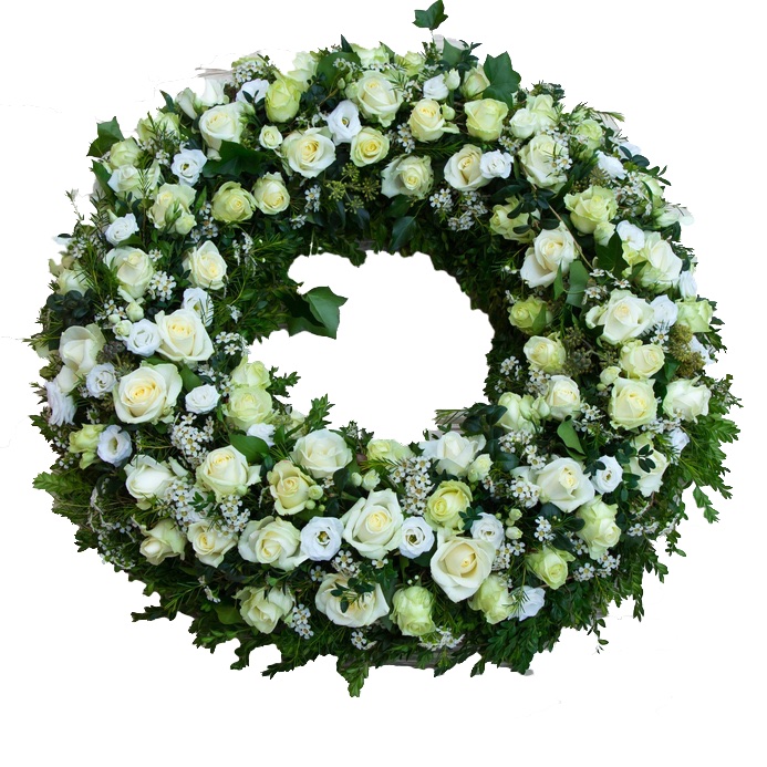 White funeral wreath
